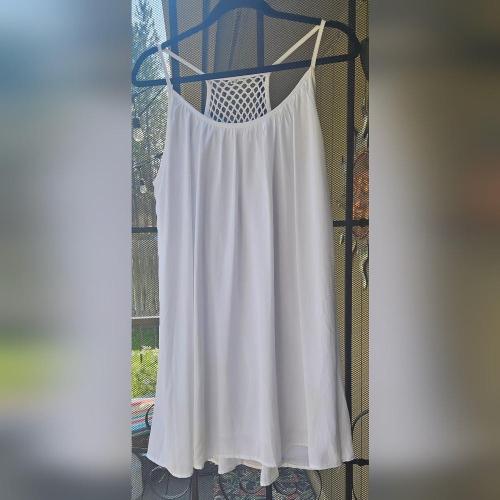 White Shift Dress--Perfect for beach, party, or picnic!